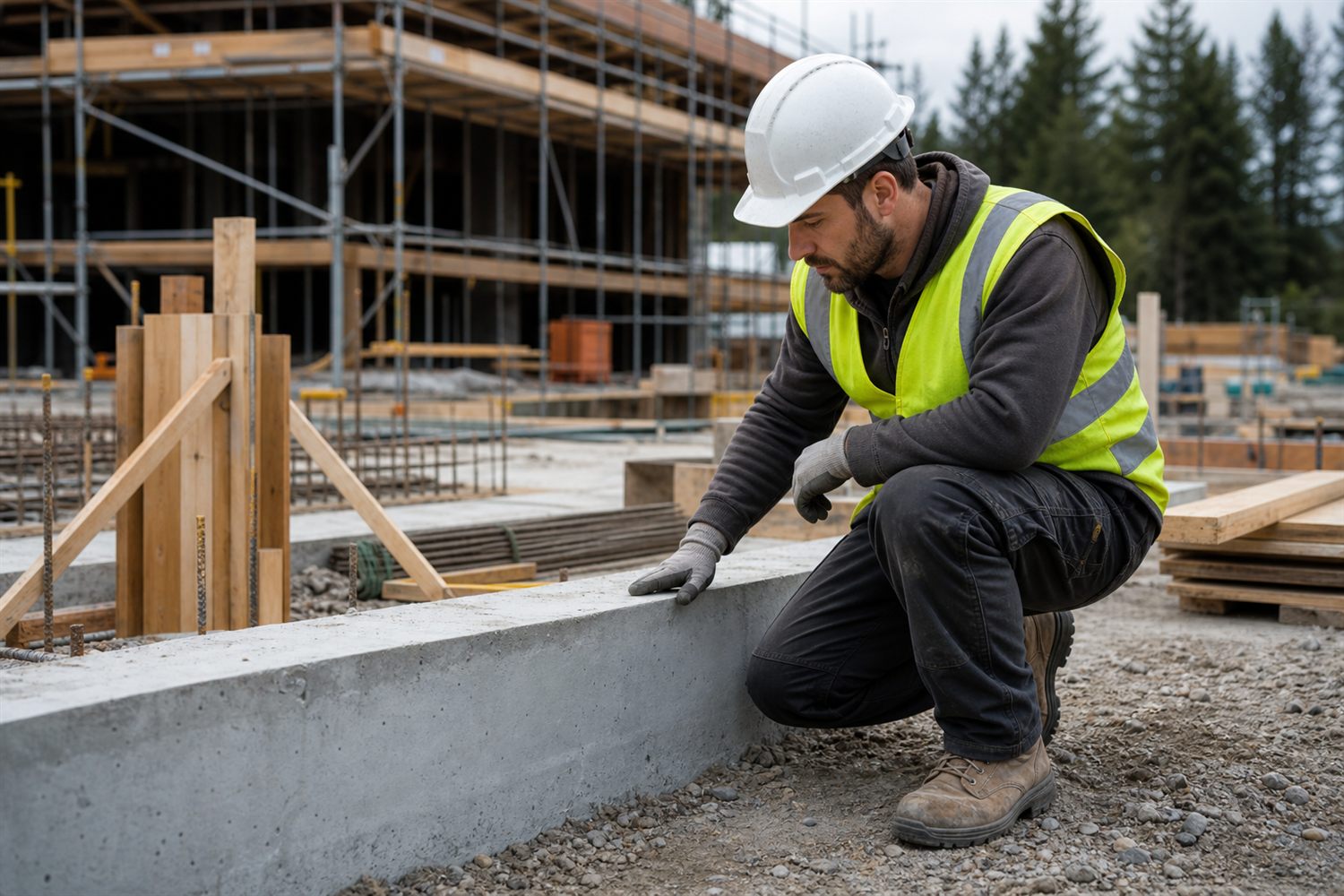 Construction professional checking work on a building site